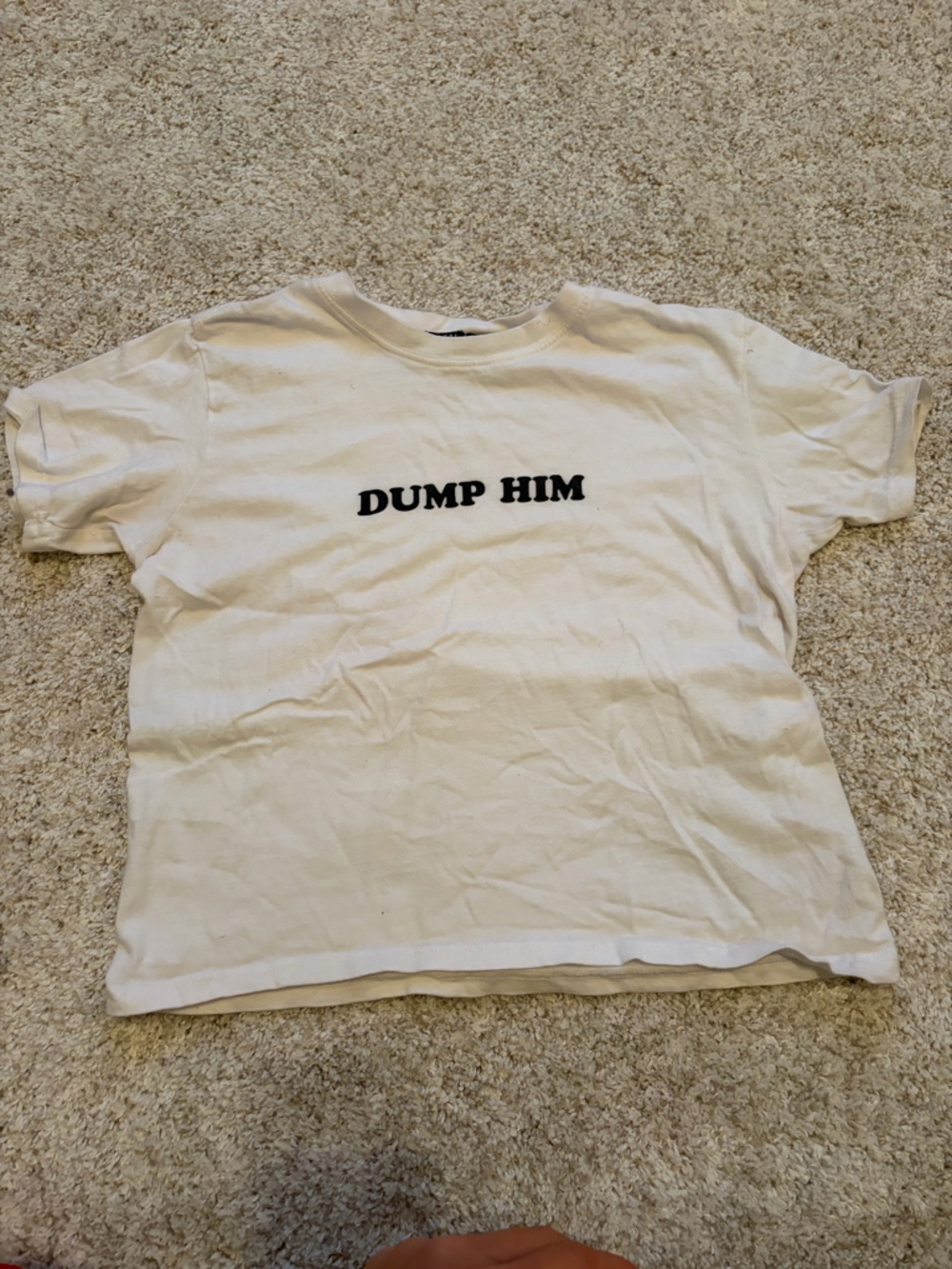 Urban Outfitters White Tee with Black "DUMP HIM" Embroidery